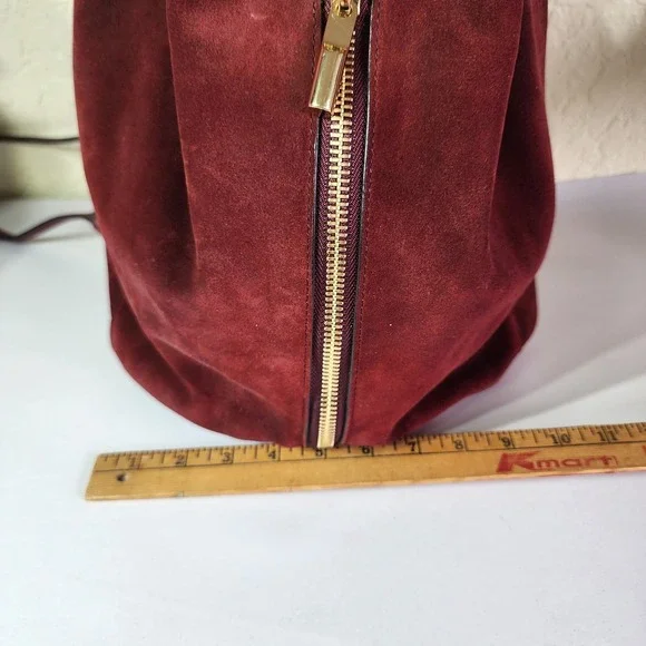 Elizabeth And James Leather Drawstring Backpack Sling Bag Purse Rad Suede